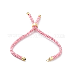 Nylon Twisted Cord Bracelet Making, Slider Bracelet Making, with Brass Findings, Golden, Pearl Pink, 8.66~9.06 inch(22~23cm), Hole: 2.8mm, Single Chain Length: about 4.33~4.53 inch(11~11.5cm)