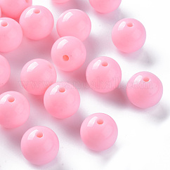 不透明なアクリルビーズ  ラウンド  パールピンク  16x15mm  穴：2.8mm  約220個/500g