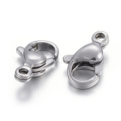 Tarnish Resistant 304 Stainless Steel Lobster Claw Clasps, Parrot Trigger Clasps, Stainless Steel Color, 11x7x3.5mm, Hole: 1.4mm