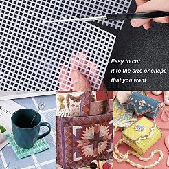 プラスチックメッシュキャンバスシート  刺繍用  アクリル毛糸クラフト  ニットとかぎ針編みのプロジェクト  ホワイト  36.5x40.2x0.15cm  穴：4x4mm&nbsp;KY-WH0020-76