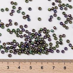 MIYUKIラウンドロカイユビーズ  日本製シードビーズ  8/0  （rr2019)マットメタリックナスアイリス  3mm  穴：1mm  約422~455個/10g&nbsp;X-SEED-G008-RR2019