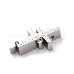 304ステンレスペンダント  クリアキュービックジルコニア  クロスチャーム  ステンレス鋼色  25x15x5.5mm  穴：2.2mm&nbsp;STAS-L286-19P