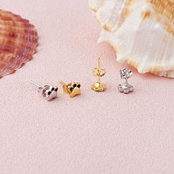 2ペア2色真鍮スタッドピアス  猫の足跡  ミックスカラー  10mm  1対/カラー&nbsp;EJEW-SZ0001-36