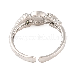 Rack Plating Brass Clear Cubic Zirconia Cuff Ring Components&nbsp;RJEW-M177-01P