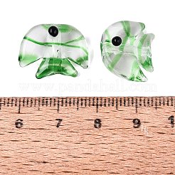 手作りの透明ランプワークビーズ  縞模様の魚  ライムグリーン  13~16x16.5~19.5x9~10.5mm  穴：1.5~2mm&nbsp;LAMP-N042-20D