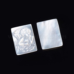 天然石ホワイトシェルカボション  天使の長方形  19.5~20x14.5x2.5mm&nbsp;SSHEL-D083-23