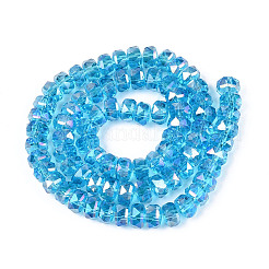 電気メッキガラスビーズセット  ロンデル  多面カット  ABメッキ  ディープスカイブルー  7~8x4.5~5mm  穴：1.2~1.4mm  約79~81個/連  15.35~15.94''（39~40.5センチメートル）&nbsp;EGLA-T021-20G