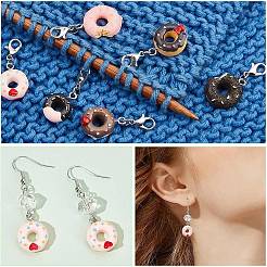 14Pcs 7 Style Donut Opaque Resin Imitation Food Pendant Stitch Markers&nbsp;HJEW-AB00712
