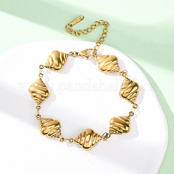 304ステンレススチール製スパイラルシェルシェイプリンクブレスレット（女性用）  イオンプレーティング（ip）  18KGP本金メッキ  7-1/8インチ（18.2cm）&nbsp;BJEW-L706-04G
