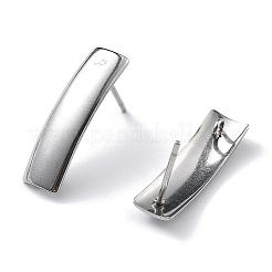 変色しない304ステンレススチールスタッドピアス金具  カン付き  長方形  ステンレス鋼色  21x6mm  穴：1.8mm  ピン：0.7mm&nbsp;STAS-L238-079P