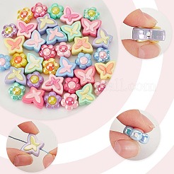 48個12スタイルメッキアクリルビーズ  花＆蝶  ミックスカラー  16~16.5x16~20x9~10.5mm  穴：3mm  4個/スタイル&nbsp;OACR-AR0001-27