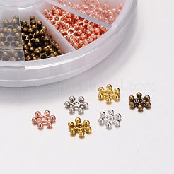 スノーフレーク亜鉛合金ビーズスペーサー  ミックスカラー  8x2mm  穴：1mm  約228個/箱  38個/コンパートメント&nbsp;PALLOY-X0032-B