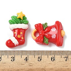Snowman & Stocking & Bell Christmas Theme Opaque Resin Cabochons&nbsp;RESI-B037-06