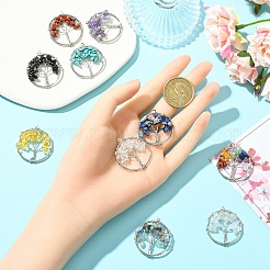 10Pcs 10 Styles Chakra Natural Mixed Stone Tree fo Life Pendants&nbsp;G-YW0002-31