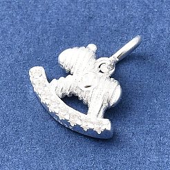 スターリングシルバーのロッキングホースチャーム925個  丸カンとスタンプ925個付き  銀  7x9.5x2mm  穴：3mm&nbsp;STER-A048-04S