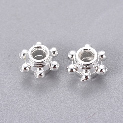 チベット風スペーサービーズ  ロンデル  銀色のメッキ  5x3mm  穴：2mm&nbsp;TIBEB-E026-S