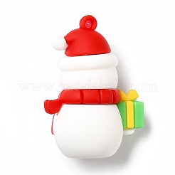 クリスマス pvc プラスチック ペンダント  プレゼントを持った雪だるま  ホワイト  49x35x22mm  穴：3mm&nbsp;X-KY-C009-17