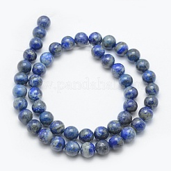 天然石ラピスラズリビーズ連売り  ラウンド  8mm  穴：1mm  約44~48個/連  15インチ&nbsp;X-G-E489-01-8mm