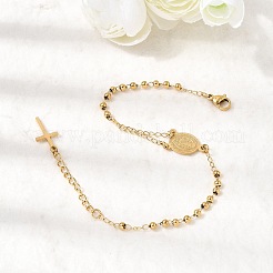 304 Stainless Steel Saint Benedict Cross Link Bracelets for Women&nbsp;BJEW-K295-02G