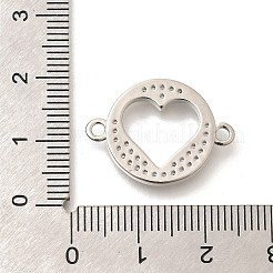Rack Plating Brass Clear Cubic Zirconia Flat Round with Hollow Heart Connector Charms&nbsp;KK-L225-036P