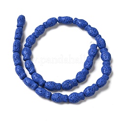 天然溶岩岩ビーズ連売り  魚  染め  ブルー  14x9x7mm  穴：1.2mm  約28個/連  15.55''（39.5センチメートル）&nbsp;G-U007-01E