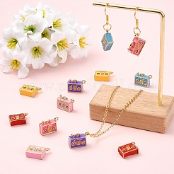 12本6色合金エナメルペンダント  ラジオ  ゴールドカラー  ミックスカラー  11x15x5mm  穴：1.5mm  2個/カラー&nbsp;FIND-CJ0005-76