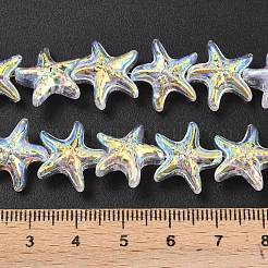 電気メッキガラスビーズセット  ヒトデ  ABカラーメッキ  半分メッキ  クリアAB  14.5~15x15.5~16x7~7.5mm  穴：0.8~1mm  約60個/連  28.74''（73センチメートル）&nbsp;EGLA-P069-01A-AB08
