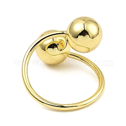 Rack Plating Brass Round Ball Beded Open Cuff Rings&nbsp;RJEW-D009-03G