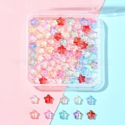 90個9色電気メッキガラスビーズ  グリッターパウダー付き  スター  ミックスカラー  8.5x8.5x4mm  穴：1mm  10pc /カラー&nbsp;EGLA-FS0001-49
