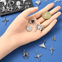 12個 12スタイル 合金エナメル&ガラスペンダント  ブラック  混合図形  15~34x9~23mm  穴：1.5~2.5mm  1個/スタイル&nbsp;FIND-YW0006-13