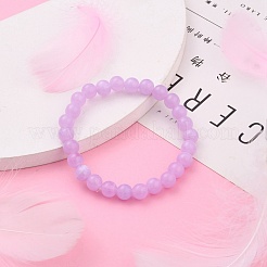 アクリルストレッチビーズブレスレット  ラウンド  ライラック  内径：2-1/8インチ（5.4cm）  ビーズ：8mm&nbsp;BJEW-JB05714-06