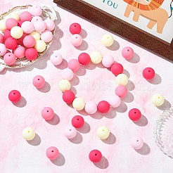 ラバー加工オペークアクリルビーズ  ラウンド  ピンク  16mm  穴：2mm  約232個/500g&nbsp;MACR-CJC0009-02E