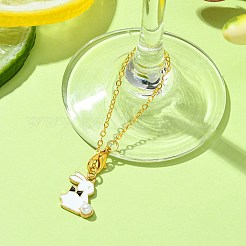 Alloy Enamel Rabbit Cup Pendant Decorations&nbsp;HJEW-JM01753-03