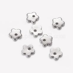 変色しにくいオリジナルカラーフラワーチャーム201ステンレススチールペンダント  6x6x0.6mm  穴：1mm&nbsp;X-STAS-Q058