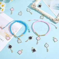 32 個 8 スタイル合金エナメルキュービックジルコニアペンダントラブポイントダイヤモンドキーロック合金ペンダント diy ジュエリーアクセサリー  ミックスカラー  31.7x30.7mm  穴：2mm&nbsp;JX549A