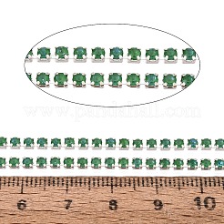 鉄ラインストーンカップチェーン  スプールで  銀  シーグリーン  2~2.5x2~2.5x2~2.5mm  約30.00フィート（9.14m）/ロール&nbsp;CH-T006-01A-09
