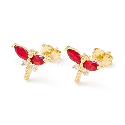 Brass Micro Pave Cubic Zirconia Stud Earring&nbsp;EJEW-C021-05G