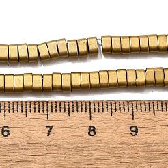 2穴電気メッキ合成非磁性ヘマタイトビーズ連売り  マット  オーバル  黄金メッキ  4x2x2mm  穴：1mm  約176個/連  15.75インチ（40cm）&nbsp;G-L613-A01-01A