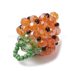 ガラスシードビーズペンダント  苺  オレンジ  26x18x18mm  穴：4x5mm&nbsp;PALLOY-GD00003-04
