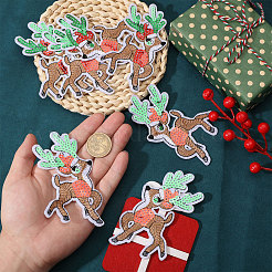 10Pairs Christmas Elk Computerized Embroidery Cloth Iron on/Sew on Patches&nbsp;DIY-CA0007-73