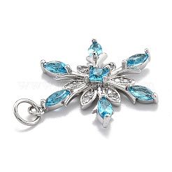 真鍮キュービックジルコニアチャーム  長持ちメッキ  スノーフレーク  925銀メッキ  24.5x19x4mm  穴：3.6mm&nbsp;ZIRC-O044-02H-P