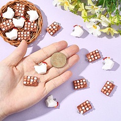 10個2スタイル不透明樹脂ペンダント  プラチナメッキ鉄ループ付き  卵と3dひよこのチャーム  ミックスカラー  19~25.5x15.5~23x8.5~13mm  穴：1.6~1.8mm  5個/スタイル&nbsp;RESI-YW0005-11