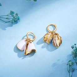 White Enamel Lilies Flower Dangle Hoop Earrings&nbsp;JE970A