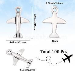 チベット風アロイペンダント100個  飛行機チャーム  アンティークシルバー  15x11x2.5mm  穴：1.4mm&nbsp;TIBEB-SC0003-56