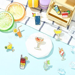ミックスドリンクエナメルピン10個、10スタイル  バックパック用合金ラペルピンバック  ミックスカラー  21~34.5x13~28mm&nbsp;JEWB-CJ0003-30