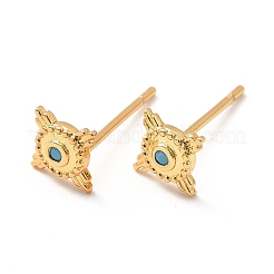 Light Sky Blue Cubic Zirconia Square Stud Earrings&nbsp;EJEW-F281-29G