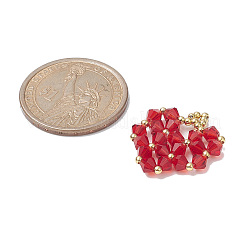 ガラスビーズのペンダント  真鍮パーツ  ハートチャーム  レッド  25.5x21x4mm  穴：2mm&nbsp;PALLOY-TA00034