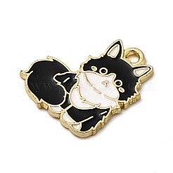 ゴールデン合金エナメルペンダントメッキ  動物チャーム  キツネ  21x18x1.5mm  穴：1.6mm&nbsp;ENAM-L049-01G-06