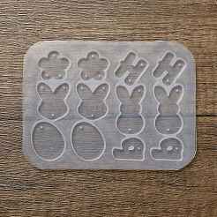 イースターのDIYシリコンペンダント型  レジン型  UVレジン用  エポキシ樹脂工芸品作り  兎  ホワイト  82x110x4mm  内径：13.5~31.5x16~19.5mm&nbsp;SIMO-G011-03B