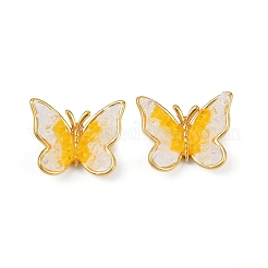Butterfly Brass Stud Earrings&nbsp;EJEW-K308-05G-01